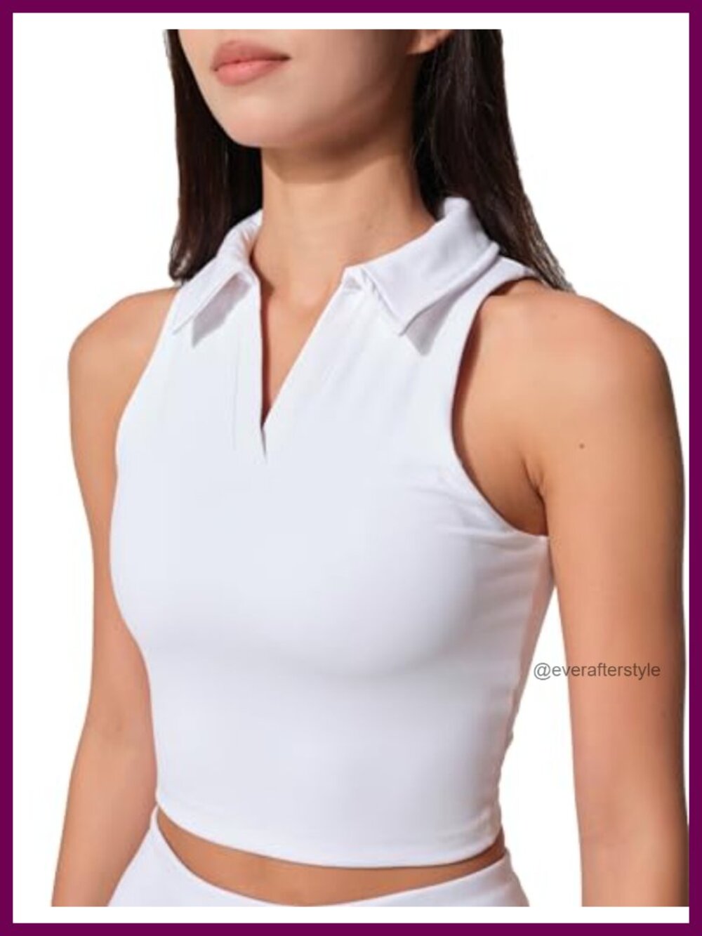 Sleeveless Polo Collared Cropped Tank Top Women's Golf Tennis Athletic Shirt